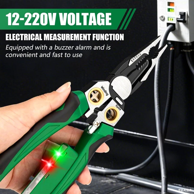 Alt view image 2 of 6 - 2025 New 8 in 1 Seese Wire Stripper with Voltage TesterMulti-purpose Electric Stripping Tool Wire Crimper, Cutter, Pulling Pliers for Electrical Work (2)