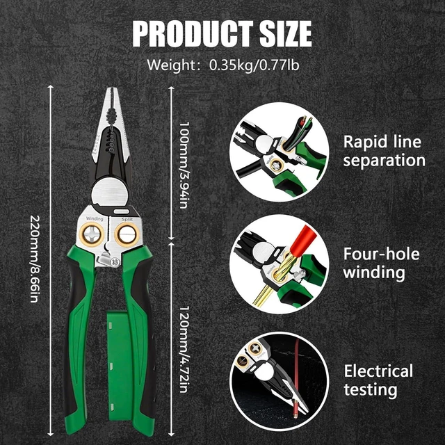 Alt view image 6 of 6 - 2025 New 8 in 1 Seese Wire Stripper with Voltage TesterMulti-purpose Electric Stripping Tool Wire Crimper, Cutter, Pulling Pliers for Electrical Work (2)