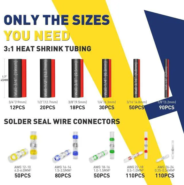 Alt view image 2 of 7 - haisstronica 620PCS Solder Seal Wire Connectors with Heat Shrink Tubing Kit - Solder Sticks Wire Terminals Waterproof Electrical Connectors and 3:1 Shrinking Tube for Marine,Automotive,Wiring Projects