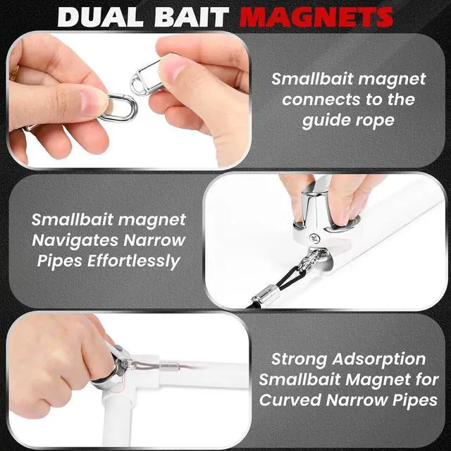 Alt view image 2 of 6 - Magnetic Wire Puller,Cable Puller,Magnet Cable Insertion & Extraction Tools,Electrical Tools,Fish Tape Wire Pulling,Suitable for Indoor, Garden, Renovation, and Electrician Scenarios (Silvery)