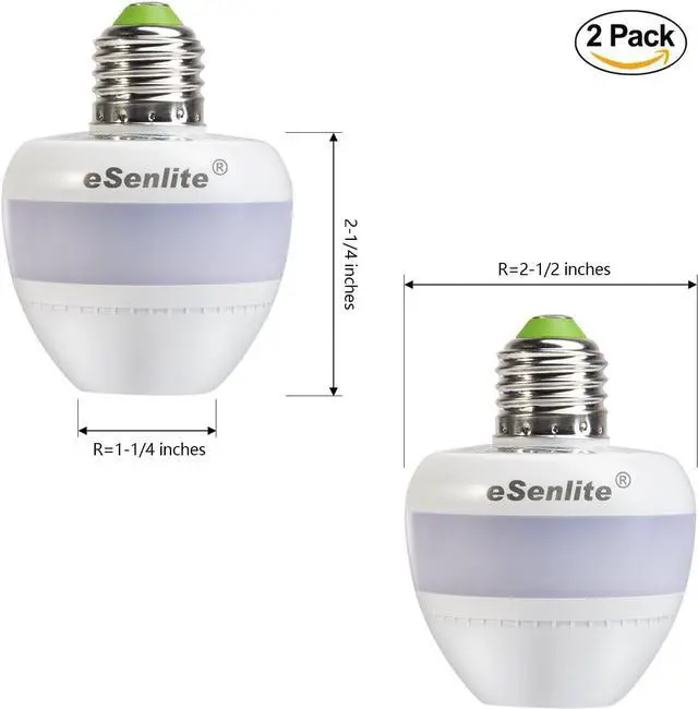 Alt view image 2 of 7 - Motion Sensor Light Socket, Radar Motion E26 Screw LED CFL Incandescent Bulb Adapter, Dusk to Dawn Dimmable Control (2)