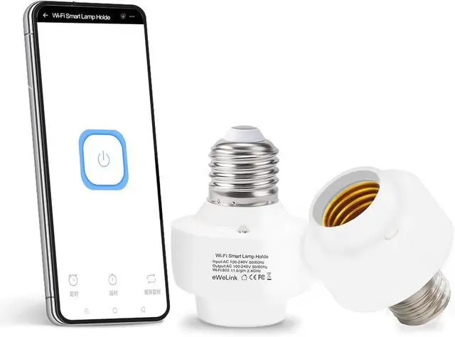 Main image of QIACHIP Wifi E27 Lamp Socket, Wireless, 110-220V, App Control, Timer, Scenes, Alexa & Google Compatible