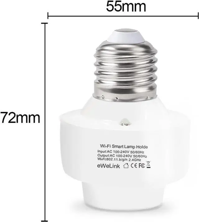 Alt view image 2 of 7 - QIACHIP Wifi E27 Lamp Socket, Wireless, 110-220V, App Control, Timer, Scenes, Alexa & Google Compatible