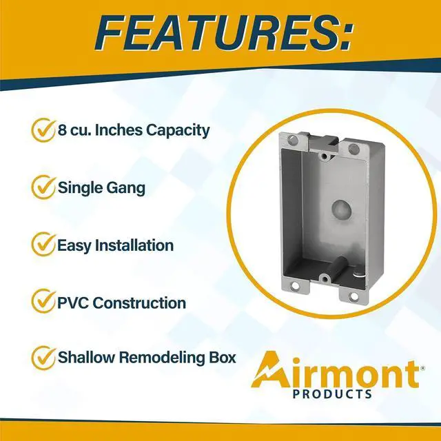 Alt view image 4 of 7 - Old Work Round Electrical Box, One-Gang Grey PVC Junction Box, Electrical Old Work Box with Built-in Mounting Tabs, Mounting Wings, 2-Hour Fire Rated Walls (12, 8 Cubic Inch Box)