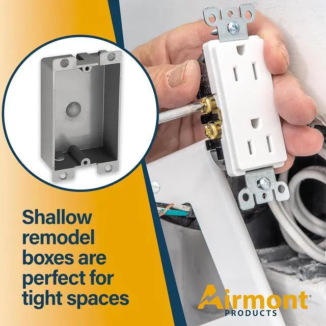 Alt view image 7 of 7 - Old Work Round Electrical Box, One-Gang Grey PVC Junction Box, Electrical Old Work Box with Built-in Mounting Tabs, Mounting Wings, 2-Hour Fire Rated Walls (12, 8 Cubic Inch Box)