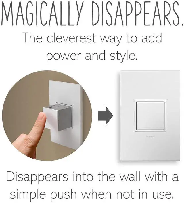 Alt view image 4 of 6 - Legrand adorne 20Amp 1-Gang Pop-Out Outlet in Gloss White with Matching Wall Plate, ARPTR201GW2WP