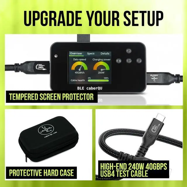 Alt view image 6 of 7 - BLE caberQU Digital USB-C Cable Tester, USB PD 3.0/3.1/3.2 eMarker Display, 25-Pin Continuity Pinout, USB 2/3/4, Cable Resistor, iOS and Android App (BLE caberQU)