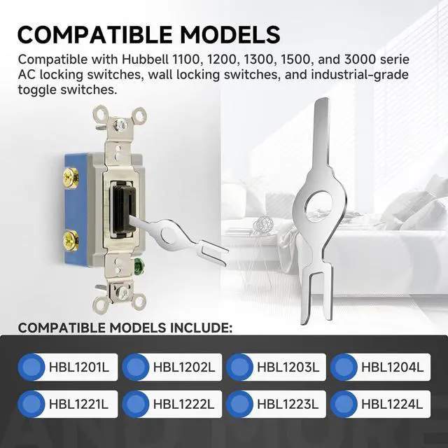 Alt view image 3 of 7 - 10PcsHBL1209 Wall Switch Key for Commercial switches/Wall Switch Fork Key/Key for Tamper Switch/Regarmans Wall Switch Key 39121539