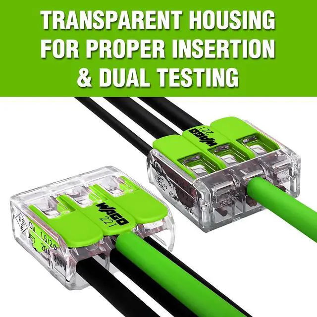 Alt view image 4 of 7 - WAGO 221 Series Green Range 80pc Compact Splicing Wire Connectors | Includes (40x 221-422) (25x 221-423) (15x 221-425) | WAGO Green Connectors | 221 Lever Nuts Electrical | (2-Port) (3-Port) (5-Port)