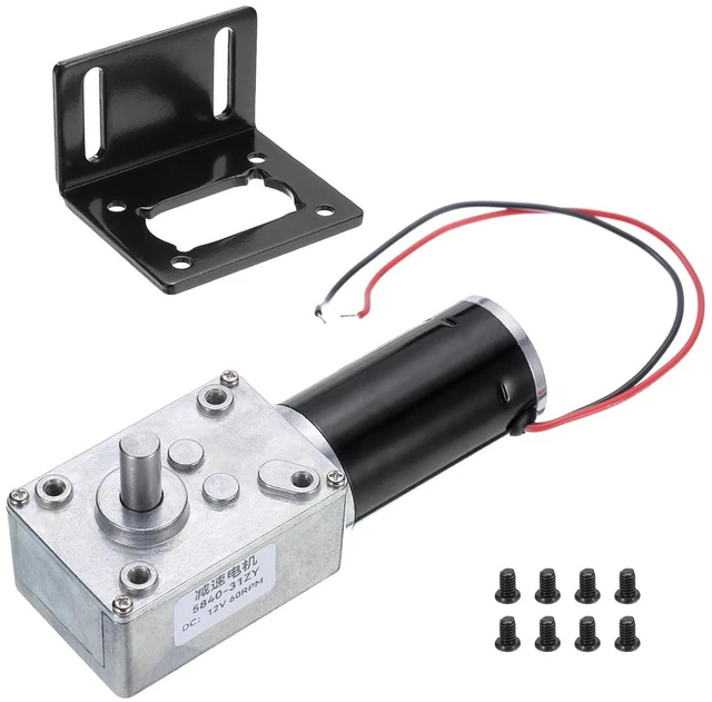 Main image of MECCANIXITY DC 12V High Torque Turbine Worm Geared Motor with 8mm Shaft 60RPM Geared Motor with Wire for Electric Fireplace