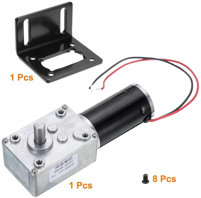 Alt view image 4 of 6 - MECCANIXITY DC 12V High Torque Turbine Worm Geared Motor with 8mm Shaft 60RPM Geared Motor with Wire for Electric Fireplace