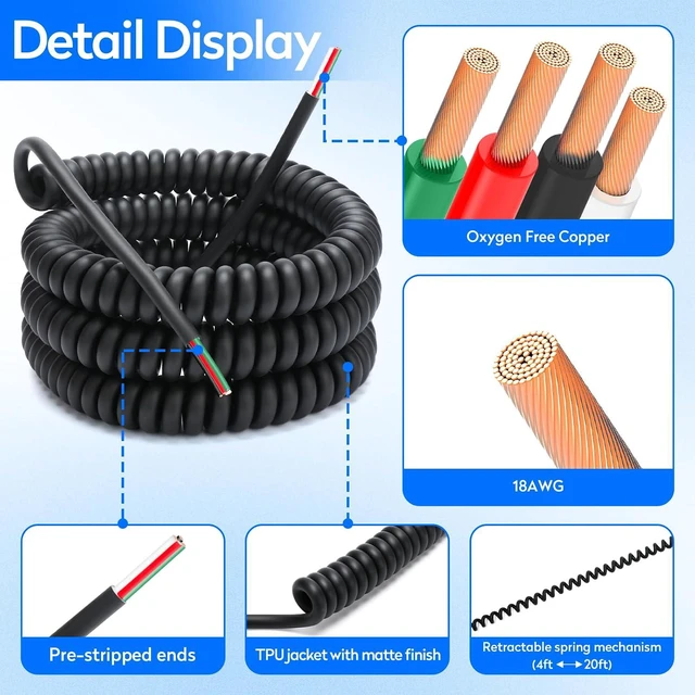 Alt view image 3 of 4 - 4-20-4 Coil Cord 4 Conductor Wire Coiled Extension Cord