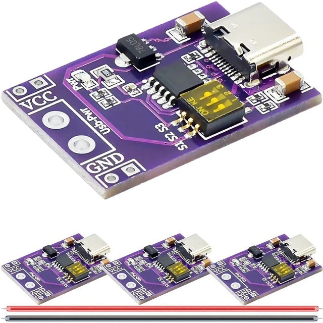 Main image of 4 pcs Fast Charge Module PD/QC/AFC Fast Charge Decoy Trigger Module Fixed Voltage Output 5V 9V 12V 15V 20V Type-C QC AFC PD2.0 PD3.0 with 26AWG red and Black Cable