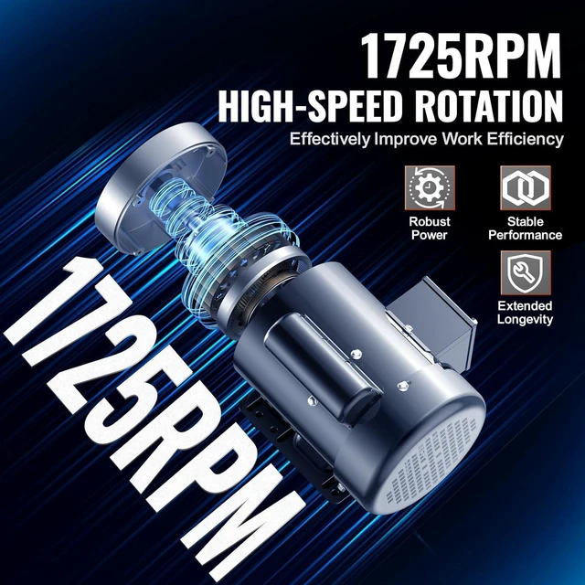 Alt view image 3 of 7 - 1HP Electric Motor 1725 RPM, AC 115V/230V, 56C Frame, Single-Phase Air Compressor Motor with 5/8" Keyed Shaft, CW/CCW Rotation for General Equipment and Agricultural Use