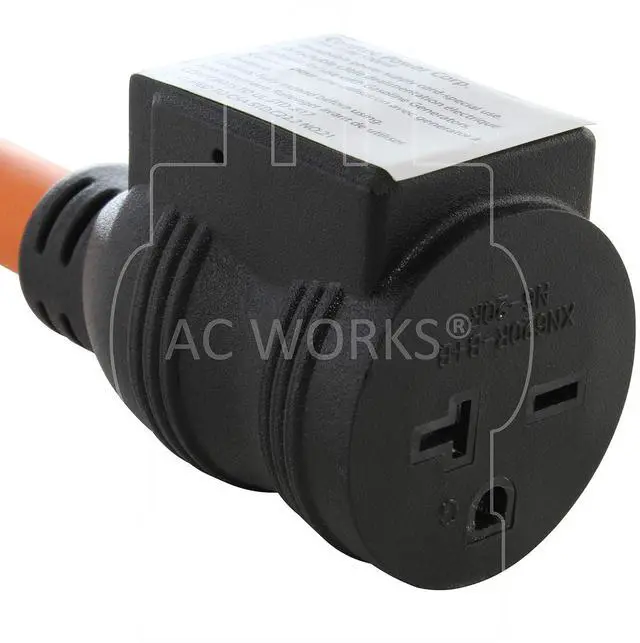Alt view image 4 of 7 - AC WORKS 30A 250V 3-Prong 6-30P Plug to 6-15/20 20A 250V HVAC/Power tools/EV charging Adapter (Flexible W/ 20A Breaker)
