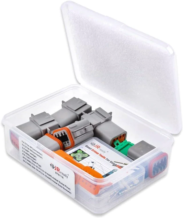 Alt view image 6 of 6 - JRready ST6116 DT Connector 8 Pin Gray Waterproof Electrical Wire Connector Plug Receptacle with Solid Contact and Seal Plug,3 Sets