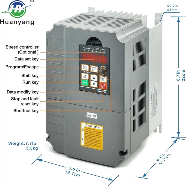Alt view image 2 of 7 - Vector Control CNC VFD Variable Frequency Drive Motor Drive Inverter Converter 220V 7.5KW 10HP for Spindle Motor Speed Control HUANYANG GT-Series (220V, 7.5KW)