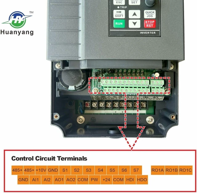 Alt view image 4 of 7 - Vector Control CNC VFD Variable Frequency Drive Motor Drive Inverter Converter 220V 7.5KW 10HP for Spindle Motor Speed Control HUANYANG GT-Series (220V, 7.5KW)