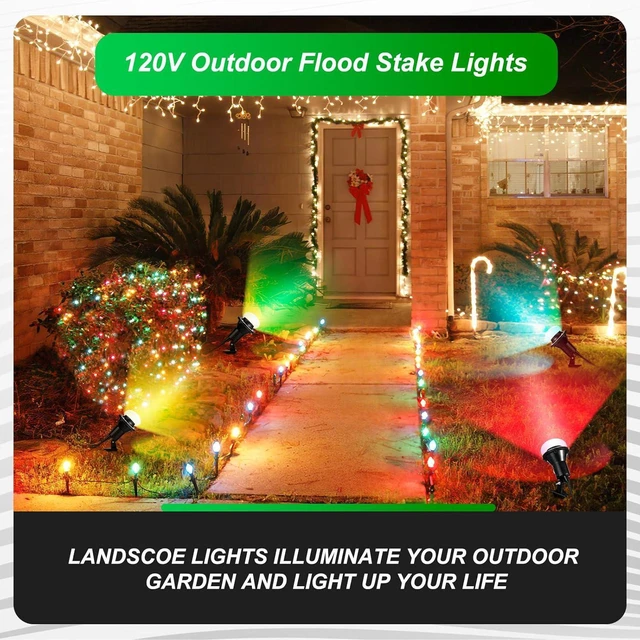 Alt view image 4 of 6 - 2 Pack Christmas Spotlight Outdoor Floodlight Holder Plug in Fixture Stake 120 V Listed Spotlight Outdoor Light Socket 6FT Power Cord E26 Base Adjustable Head 38 Bulb Yard
