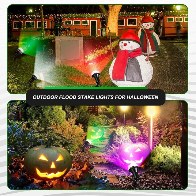 Alt view image 2 of 6 - 2 Pack Christmas Spotlight Outdoor Floodlight Holder Plug in Fixture Stake 120 V Listed Spotlight Outdoor Light Socket 6FT Power Cord E26 Base Adjustable Head 38 Bulb Yard