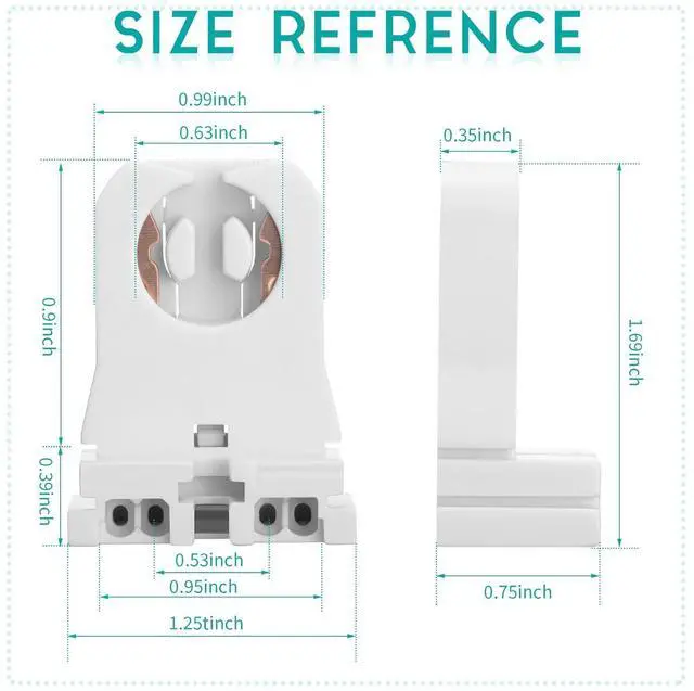 Alt view image 2 of 7 - 100 Pack Non Shunted LED Tombstones T8 T10 T12 Lamp Holder, Bulb Holder Non Shunted Tombstones T8 LED Fluorescent Tube Replacement Light Socket for Ballasts Replacements Kit