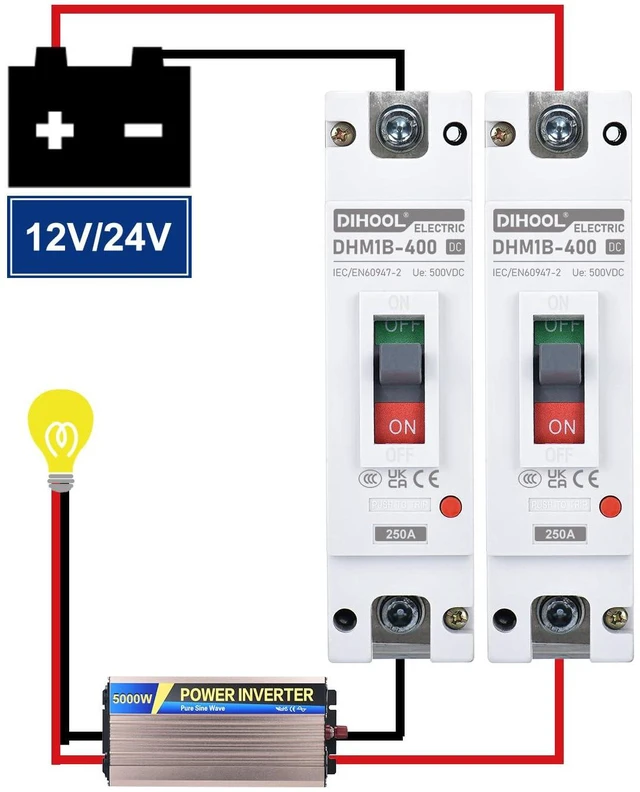 Alt view image 2 of 7 - DIHOOL Heavy Duty Battery Disconnect Switch, DC 250 Amp Circuit Breaker for Power Station Solar System