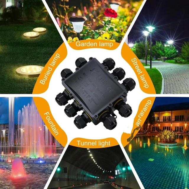 Alt view image 2 of 7 - IP68 Waterproof Junction Box Outdoor 10Way 10 Cable M25 Gland Wire Connector, Extension Electrical Cable Protector for Diameter Cable Ø4-14mm Black 1Pack