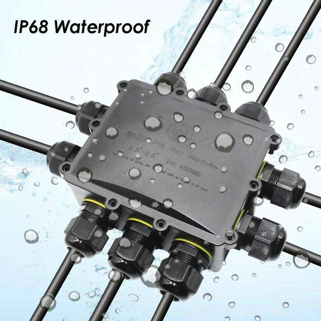 Alt view image 5 of 7 - IP68 Waterproof Junction Box Outdoor 10Way 10 Cable M25 Gland Wire Connector, Extension Electrical Cable Protector for Diameter Cable Ø4-14mm Black 1Pack
