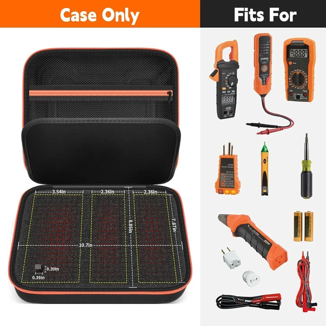 Alt view image 2 of 7 - Case Compatible with Klein Multimeter, Circuit Breaker Finder, Clamp Meter, Outlet Tester Electrician Tools, Storage Carrying Organizer for Electrical Test Kit Screwdriver & Accessories, L (Box Only)