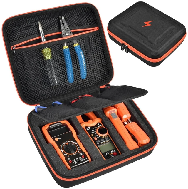 Main image of Case Compatible with Klein Multimeter, Circuit Breaker Finder, Clamp Meter, Outlet Tester Electrician Tools, Storage Carrying Organizer for Electrical Test Kit Screwdriver & Accessories, L (Box Only)