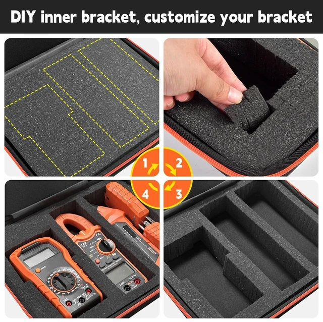 Alt view image 4 of 7 - Case Compatible with Klein Multimeter, Circuit Breaker Finder, Clamp Meter, Outlet Tester Electrician Tools, Storage Carrying Organizer for Electrical Test Kit Screwdriver & Accessories, L (Box Only)