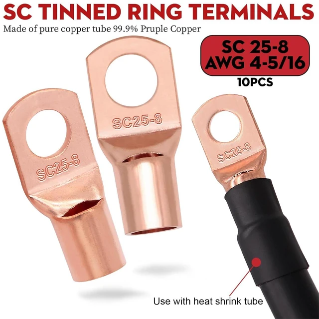 Alt view image 4 of 7 - 50FT 4 Gauge Wire (25ft Each- Black/Red) Copper Clad Aluminum CAA- Primary Automotive Wire Power/Ground, with Lugs Terminal Connectors + Heat Shrink Tube with 10" Cable Cutter