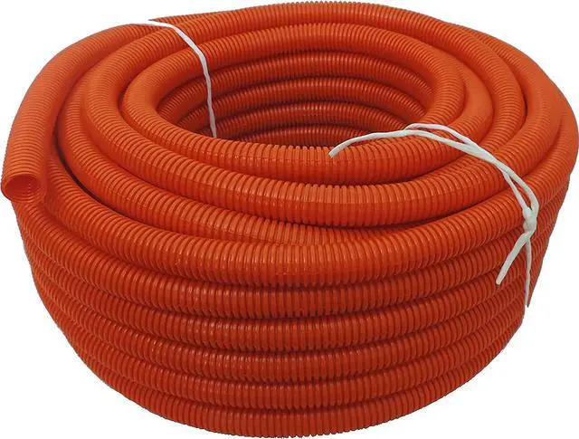 Main image of Flexible Polyethylene HDPE Non-Split Corrugated Wire Loom Tubing (3/4" Dia. x 100 ft, Orange)