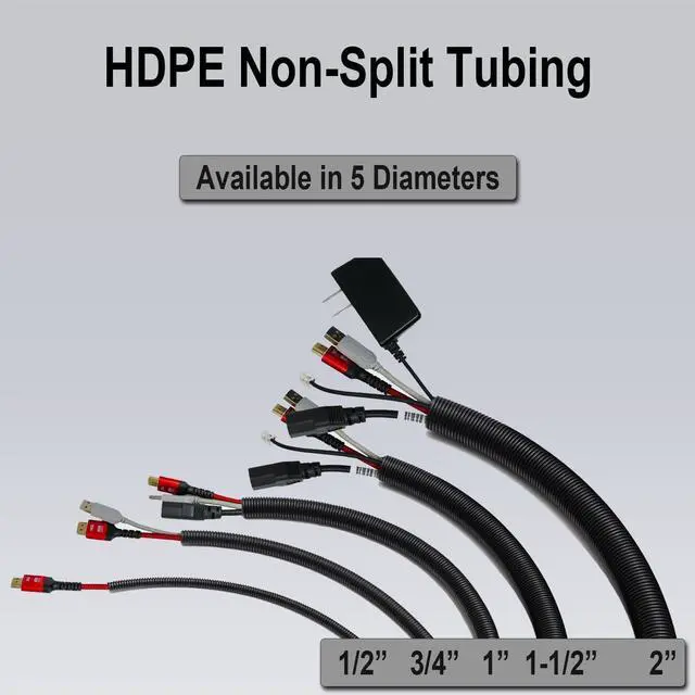 Alt view image 3 of 7 - Flexible Polyethylene HDPE Non-Split Corrugated Wire Loom Tubing (3/4" Dia. x 100 ft, Orange)
