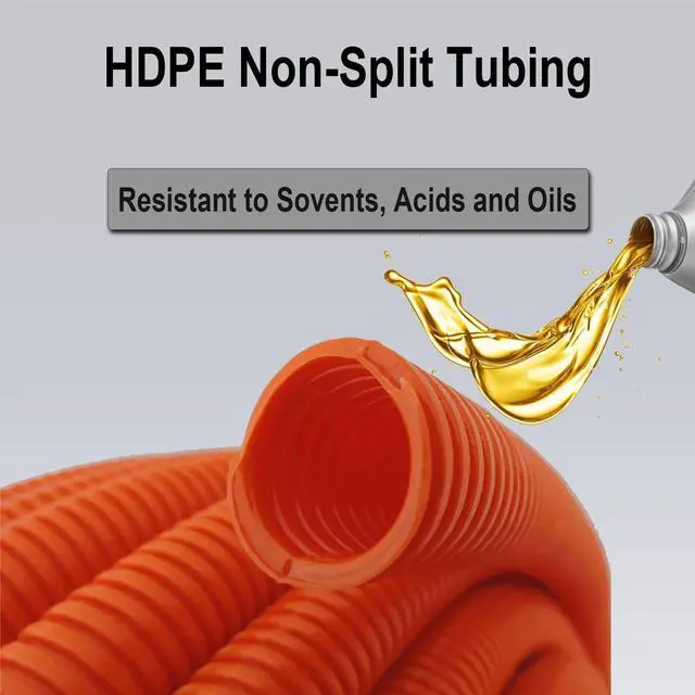 Alt view image 5 of 7 - Flexible Polyethylene HDPE Non-Split Corrugated Wire Loom Tubing (3/4" Dia. x 100 ft, Orange)