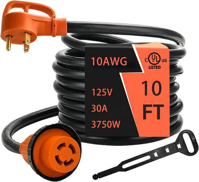 Main image of EMA TT-30P Male to L14-30R Female 10AWG 10 ft Adapter Cord, 30 Amp 3 Prong to 4 Prong Generator Locking Plug Adapter, Generator Transfer Switch Adapter, Generator to House Inlet Box (10FT)