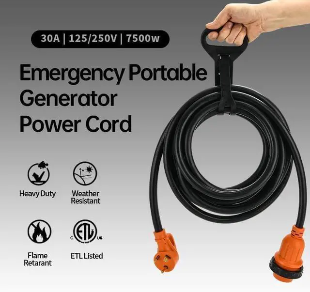 Alt view image 5 of 6 - EMA TT-30P Male to L14-30R Female 10AWG 10 ft Adapter Cord, 30 Amp 3 Prong to 4 Prong Generator Locking Plug Adapter, Generator Transfer Switch Adapter, Generator to House Inlet Box (10FT)