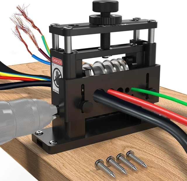 Main image of Drill Powered Scrap Wire Stripper Machine, Cable Stripping Machine 6 Channels & 5 Carbide Blade, Stripping Wire from 7/0 to 15 Gauge, Efficient Recycling of Copper Wire (Glitter Black)