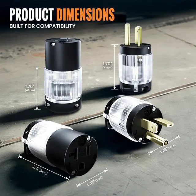 Alt view image 6 of 6 - Journeyman-Pro - 520CV-LIT 20 Amp 120-125V NEMA 5-20R Lighted Female Plug End Replacement, 2-Pole 3-Wire Straight Blade Heavy Duty Extension Cord Connector, Commercial Grade PVC (Black LIT, 10-Pack)