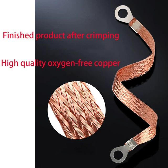 Alt view image 4 of 6 - Flat Copper Braid Cable,16mm Flat Copper Braided Ground Strap Wire, Flexible Shielding Wire Mesh16.4ft
