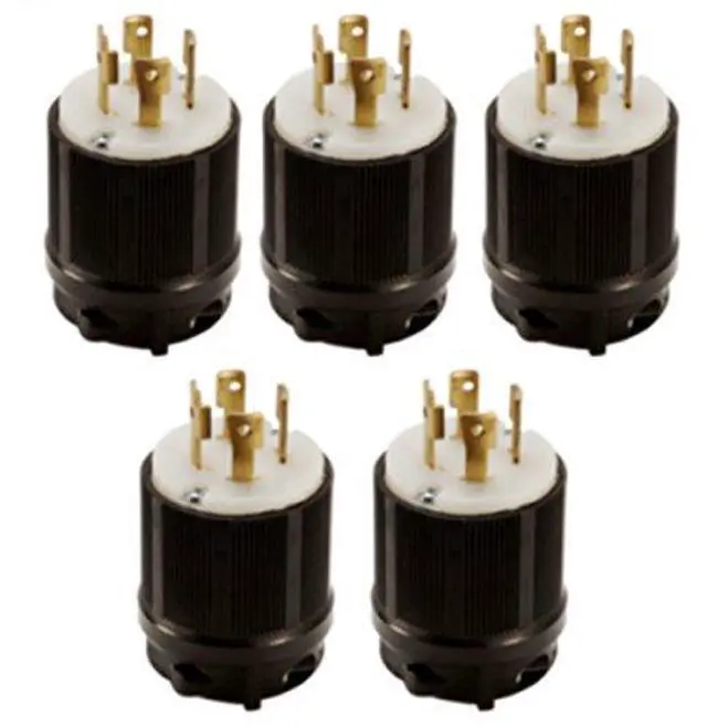 Main image of OCSParts L16-30P Grounding Locking Plug, 30A 480V AC, 3 Pole 4 Wire, cUL Listed, NEMA L16-30 (Pack of 5)