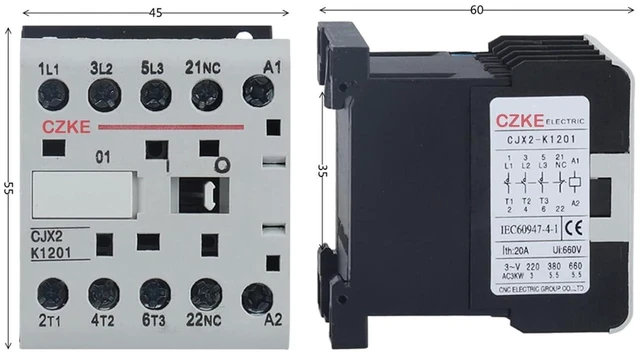 Alt view image 3 of 7 - CJX2-K Mini AC Contactor Din Rail 3P 3main 1NO/3main 1NC Coil Voltage 220V 50/60Hz 6A 9A 12A(CJX2-K-0910,12A)