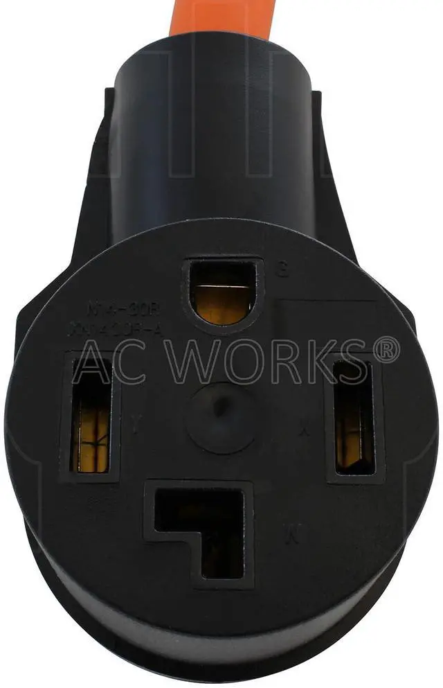 Alt view image 4 of 5 - AC WORKS NEMA 14-50P 50Amp 4-Prong Range/Generator/EV Plug to 14-30R 4-Prong Dryer Outlet (Flexible)