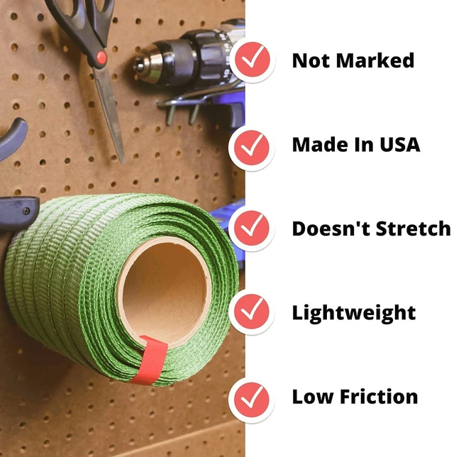 Alt view image 3 of 6 - Green Mule Tape 3/4" x 250', 1800 lbs Break Strength - Heavy Duty UV- & Moisture-Resistant Pull Tape - Unmarked Woven Polyester Webbing Flat Rope for Pulling Wires, Camping, Home Use by IDL Packaging