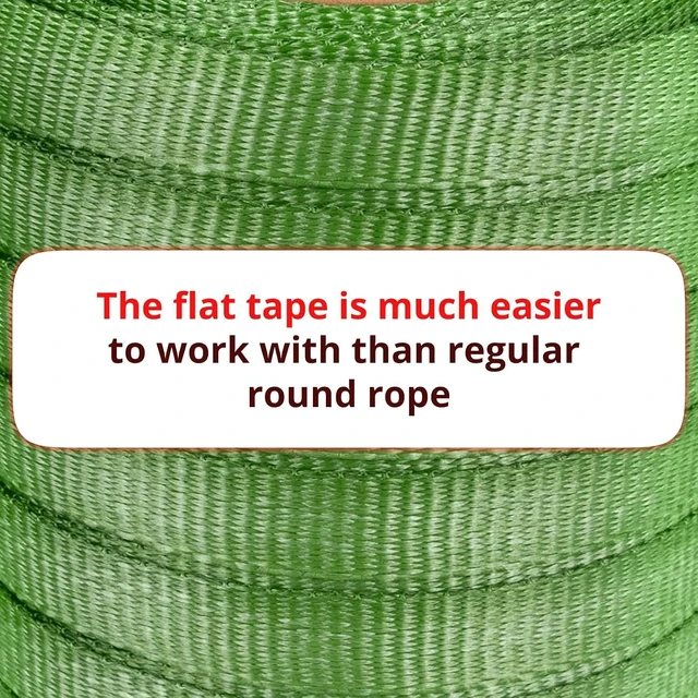 Alt view image 4 of 6 - Green Mule Tape 3/4" x 250', 1800 lbs Break Strength - Heavy Duty UV- & Moisture-Resistant Pull Tape - Unmarked Woven Polyester Webbing Flat Rope for Pulling Wires, Camping, Home Use by IDL Packaging