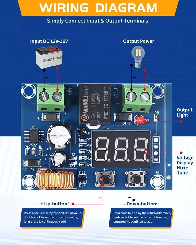 Alt view image 2 of 7 - 10PCS DC Voltage Protection Digital Low Voltage Protector Disconnecting Switch Cut-Off Over-Discharge Protection Module for 12-36V Lead Acid Lithium Battery