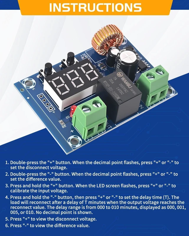 Alt view image 4 of 7 - 10PCS DC Voltage Protection Digital Low Voltage Protector Disconnecting Switch Cut-Off Over-Discharge Protection Module for 12-36V Lead Acid Lithium Battery