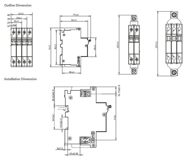 Alt view image 3 of 3 - 15A, 240V AC, 80V DC, 1 Pole, DIN Rail Mount Hydraulic Magnetic, Trip Curve: Medium, UL1077