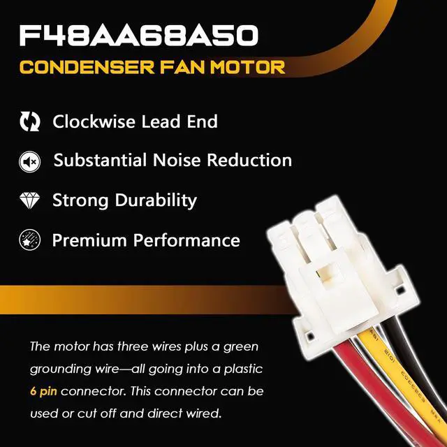 Alt view image 5 of 7 - F48AA68A50 - Replace for York Coleman Luxaire Genteq/A.O. Smith - OEM Condenser Fan Motor - Replace THGF36S41S3A THGF60S41S3A - 1/4 HP 208-230 Volt 850 RPM