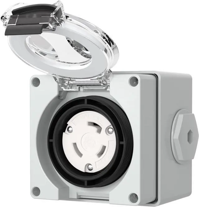 Main image of STARELO 30 Amp Locking Female Plug Box NEMA L5-30C Generator Twist Lock Adapter Female Connector,125 Volt,Outdoor dustproof and Weatherproof for generators, Welding Machines, etc.ETL Listed.